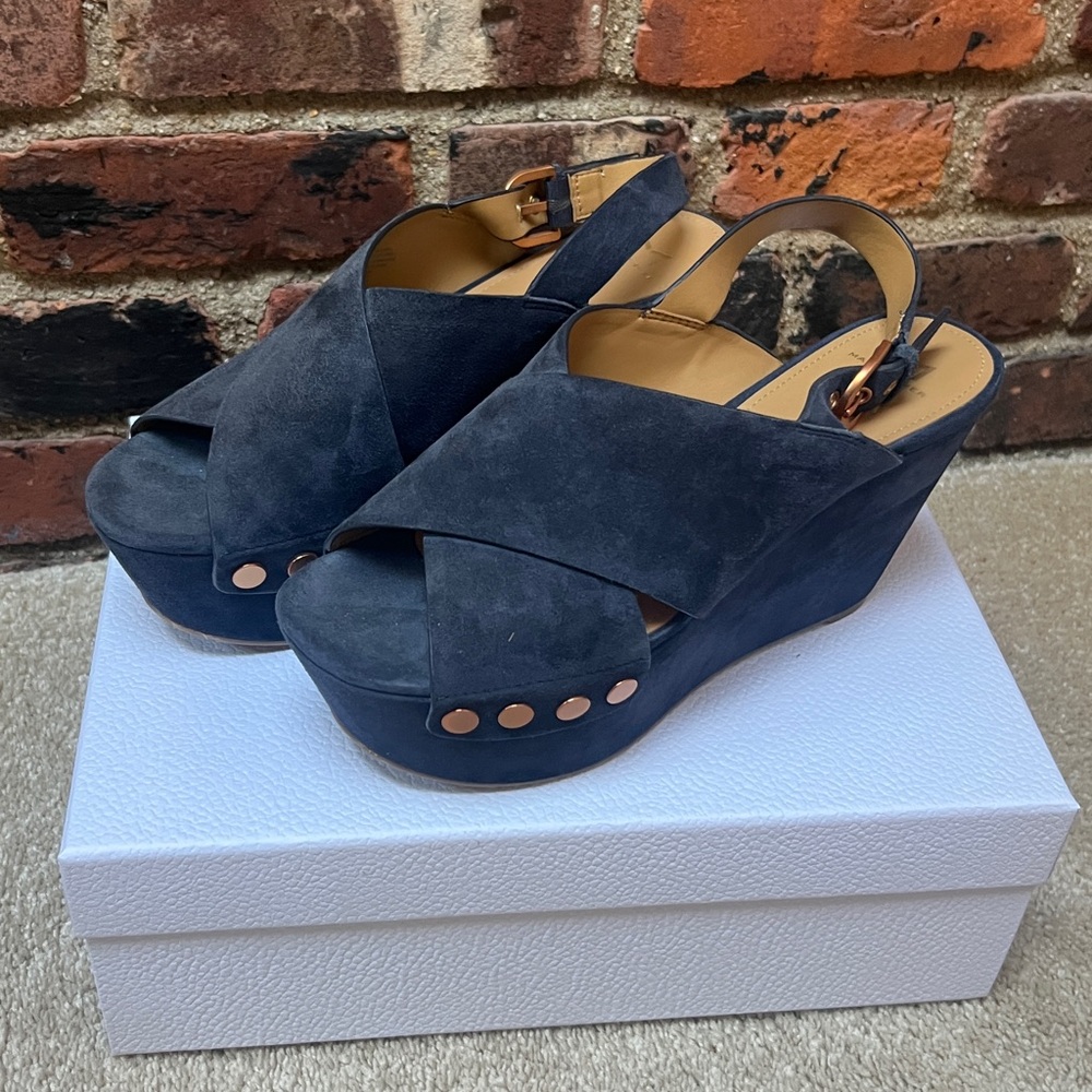 Marc Fisher Stylish Women's Wedge Sandals - Navy